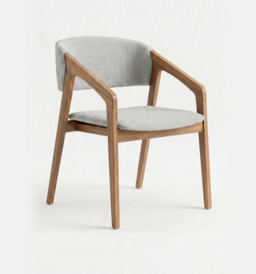 Silla de diseño en madera y tapizado Buclé