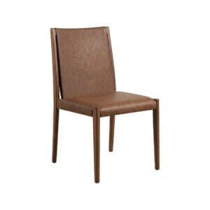 Silla de diseño tapizada en ecocuero. Estructura en madera de Jequitibá.