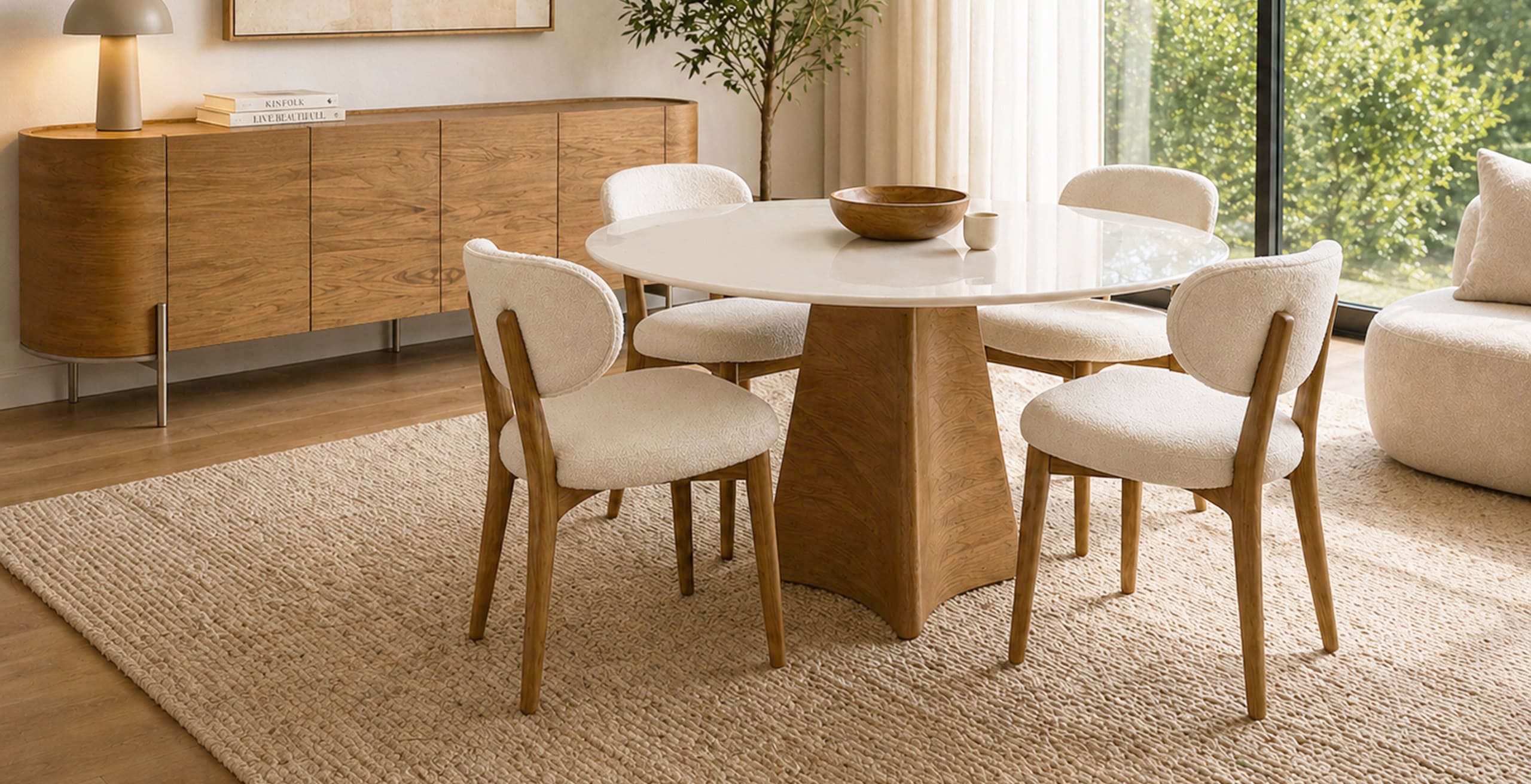 Mesa de comedor Oval tapa color seppia